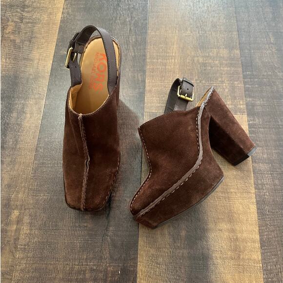 Michael Kors Brown Suede Platform Slingback Clogs Women’s Size 8 - Picture 7 of 12